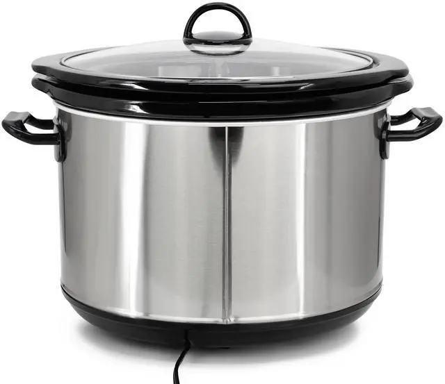 Alt view image 5 of 7 - MegaChef 5.6Liter + 2.5 Liter Split Stainless Steel Electric Slow Cooker in SIlver