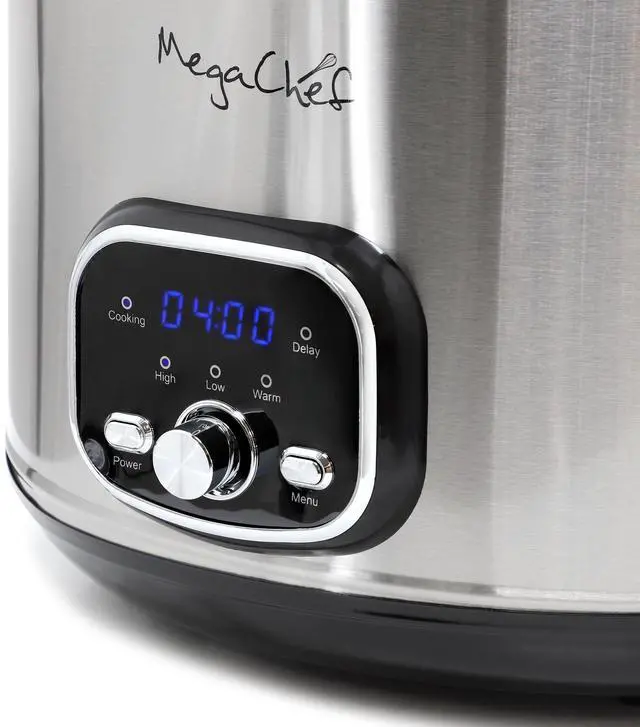 Alt view image 4 of 7 - MegaChef 5.6Liter + 2.5 Liter Split Stainless Steel Electric Slow Cooker in SIlver