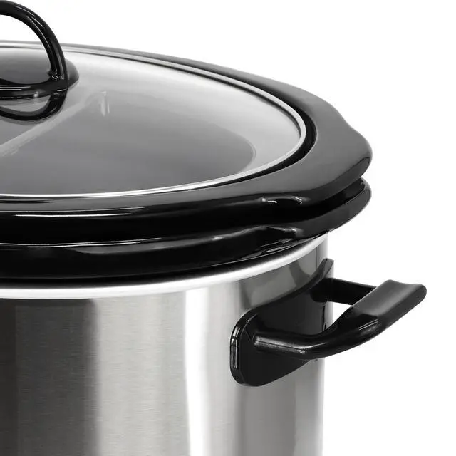 Alt view image 6 of 7 - MegaChef 5.6Liter + 2.5 Liter Split Stainless Steel Electric Slow Cooker in SIlver