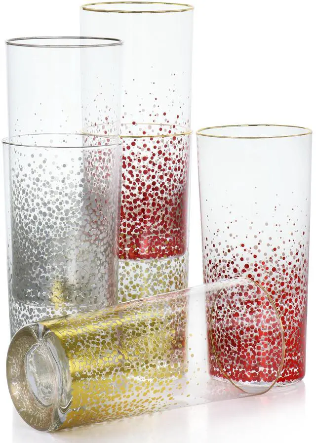 Alt view image 2 of 7 - Laurie Gates California Designs Audrey Hill 6 Piece 16oz Glass Tumbler Set in Assorted Colors