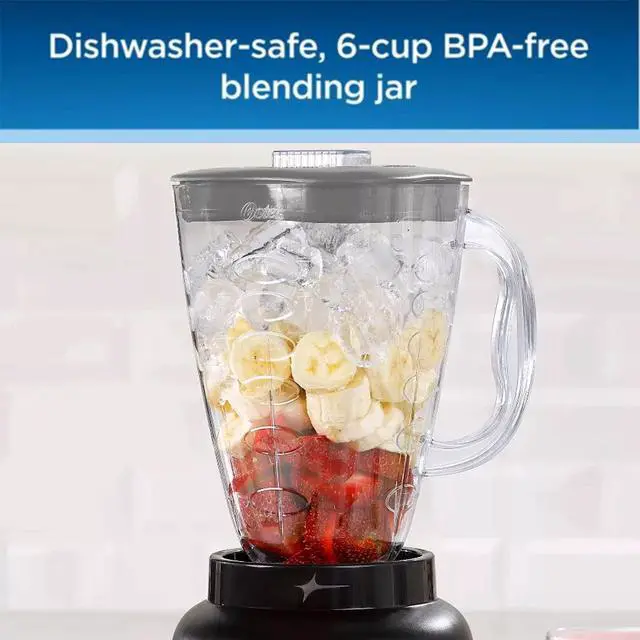 Alt view image 5 of 7 - Oster 6 Cup 5 Speed 700 Watt Plastic Jar Easy To Use Blender in Black