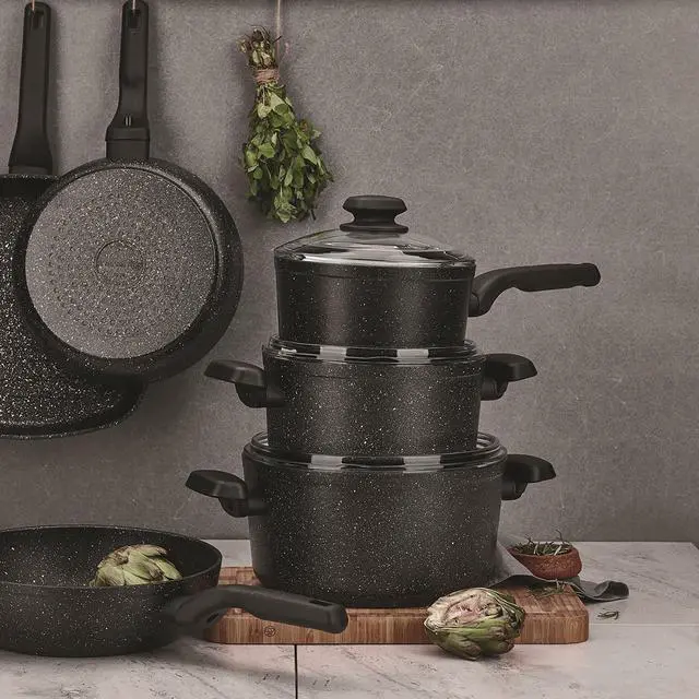 Alt view image 5 of 6 - Korkmaz Ornella 2 Piece 5 Liter Aluminum Nonstick Casserole Dish with Lid