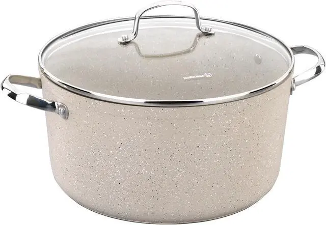 Main image of Korkmaz Granita 3 Liter Aluminum Nonstick Casserole with Lid in Tan