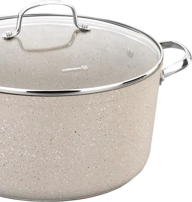 Alt view image 2 of 6 - Korkmaz Granita 3 Liter Aluminum Nonstick Casserole with Lid in Tan