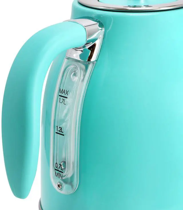 Alt view image 5 of 7 - MegaChef 1.7 Liter Electric Tea Kettle and 2 Slice Toaster Combo in Turquoise