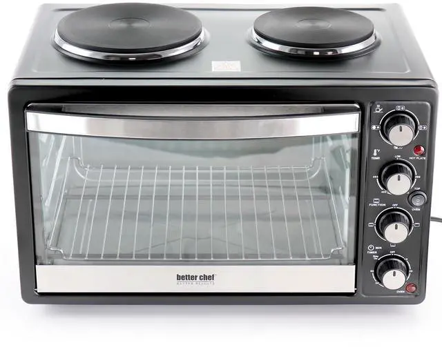 Alt view image 2 of 7 - Better Chef Chef Central XL Toaster Oven and Broiler with Dual Solid Element Burners in Black