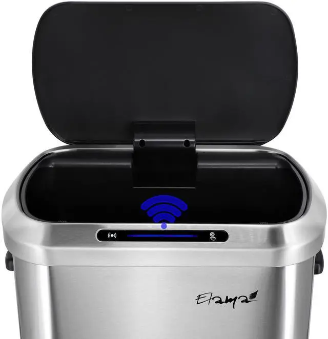 Alt view image 3 of 6 - Elama 13 Gallon Automatic Sensor Hands Free Trash Can