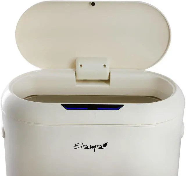 Alt view image 3 of 7 - Elama 13 Gallon Automatic Sensor Hands Free Round Top Trash Can in Black