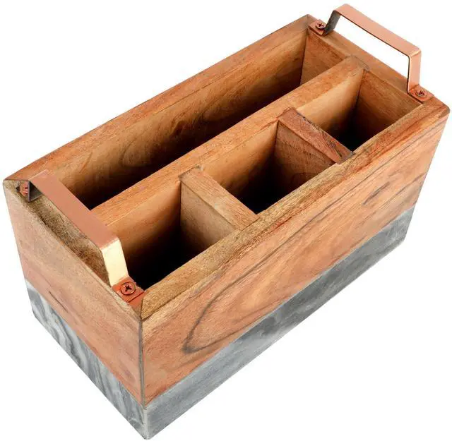 Alt view image 3 of 7 - Laurie Gates California Designs Grey Marble and Acacia Wood Salad Server Holder