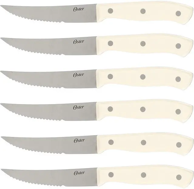 Alt view image 3 of 8 - Oster Evansville 14 Piece Stainless Steel Blade Cutlery Set in White
