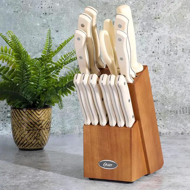 Alt view image 7 of 8 - Oster Evansville 14 Piece Stainless Steel Blade Cutlery Set in White