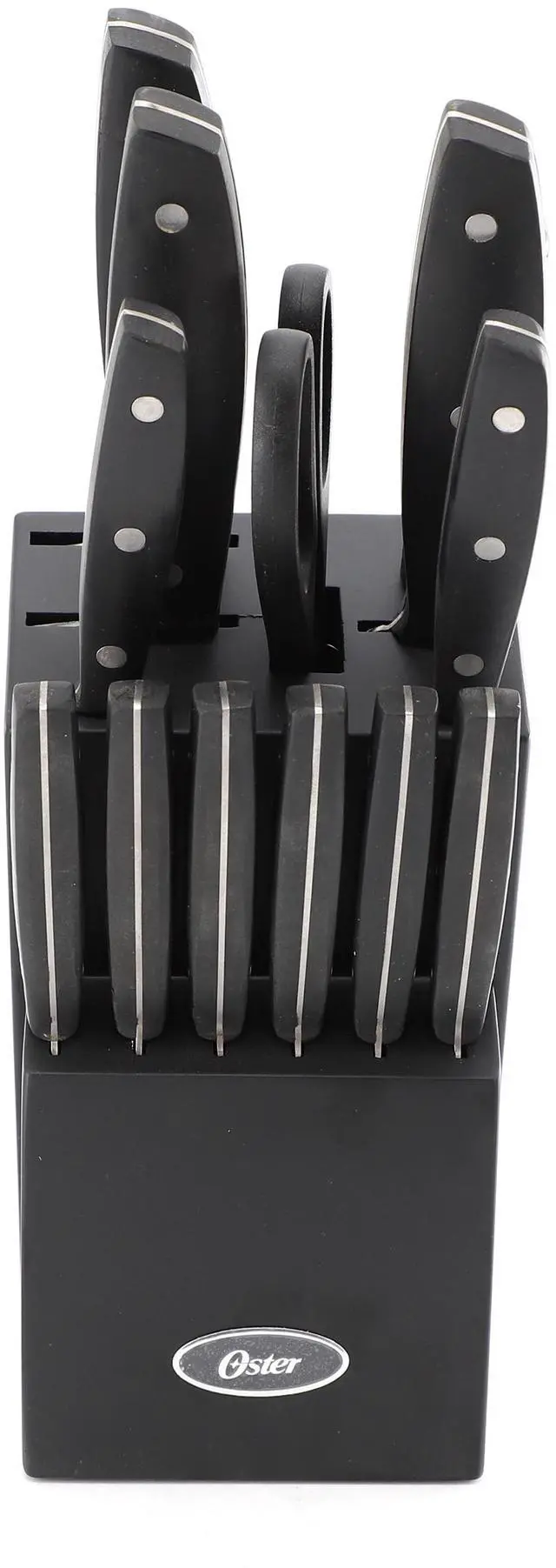 Alt view image 2 of 7 - Oster Riggins 14 Piece Stainless Steel Cutlery Set with Hardwood Storage Block in Black