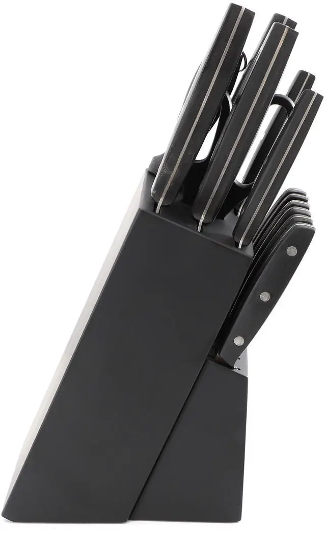 Alt view image 3 of 7 - Oster Riggins 14 Piece Stainless Steel Cutlery Set with Hardwood Storage Block in Black