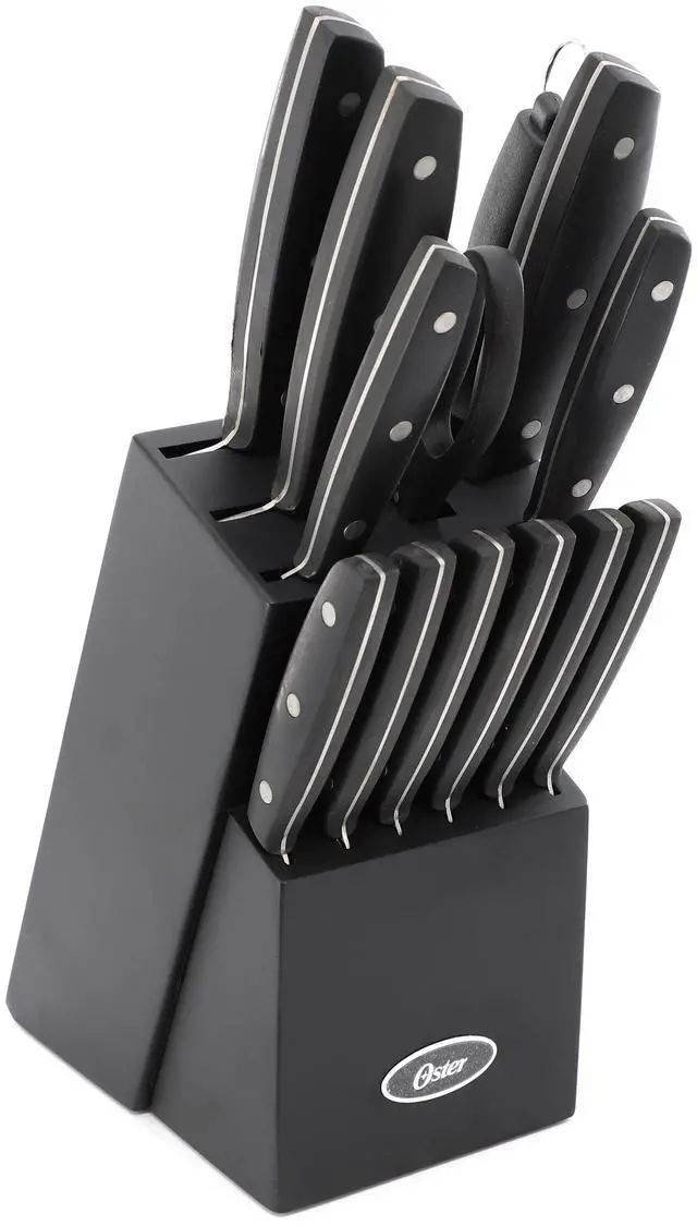 Main image of Oster Riggins 14 Piece Stainless Steel Cutlery Set with Hardwood Storage Block in Black
