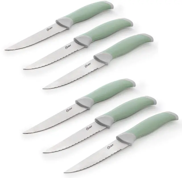 Alt view image 4 of 5 - Oster Lindbergh 14 Piece Stainless Steel Cutlery Set in Green with Soft Grip Handles
