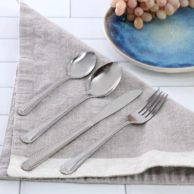 Alt view image 5 of 5 - Gibson Home Tustin 6 Piece Stainless Steel Dinner Fork Flatware Set in Silver