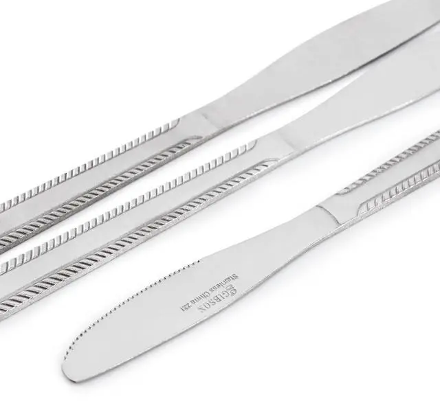 Alt view image 4 of 5 - Gibson Home Tustin 3 Piece Stainless Steel Dinner Knife Flatware Set in Silver