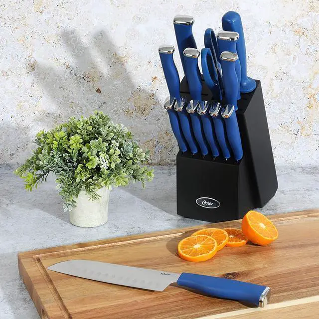 Alt view image 6 of 8 - Oster Langmore 15 Piece Stainless Steel Blade Cutlery Set in Dark Blue
