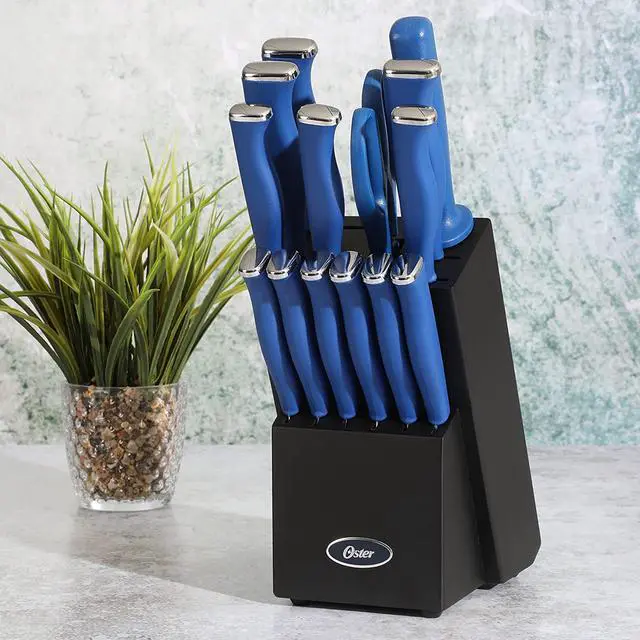 Alt view image 7 of 8 - Oster Langmore 15 Piece Stainless Steel Blade Cutlery Set in Dark Blue