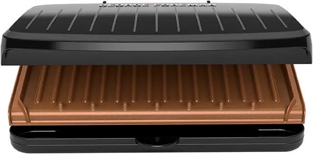 Alt view image 2 of 7 - George Foreman Family Size 5 Serving Nonstick Compact Electric Indoor Grill in Black