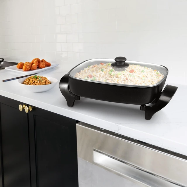 Alt view image 2 of 7 - MegaChef 14.96 Inch Electric Fry Pan with Non-Stick Coating