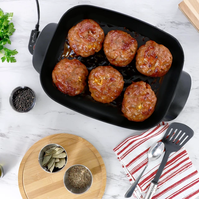 Alt view image 6 of 7 - MegaChef 14.96 Inch Electric Fry Pan with Non-Stick Coating
