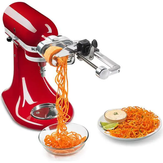 Alt view image 9 of 11 - KitchenAid KSM2APC Spiralizer Plus Attachment with Peel, Core and Slice, Silver