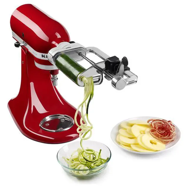 Alt view image 10 of 11 - KitchenAid KSM2APC Spiralizer Plus Attachment with Peel, Core and Slice, Silver