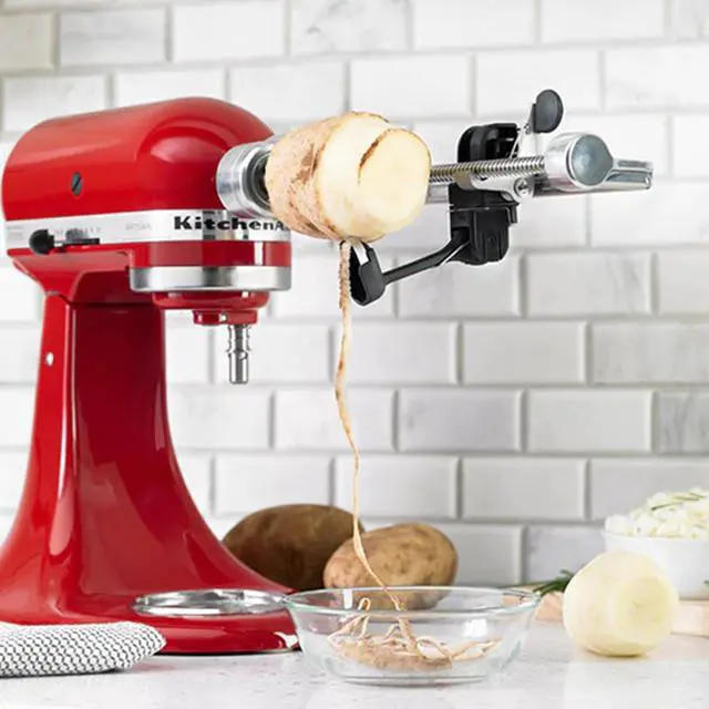 Alt view image 11 of 11 - KitchenAid KSM2APC Spiralizer Plus Attachment with Peel, Core and Slice, Silver