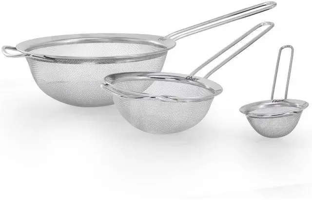 Alt view image 2 of 5 - Oster Baldwyn 3 Piece Stainless Steel Mesh Strainer Set in Silver