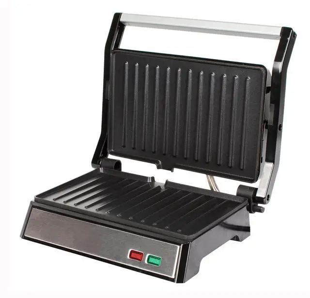 Alt view image 2 of 7 - MegaChef Electric Dual Plate Non-Stick Panini Grill Contact Press with Drip Tray
