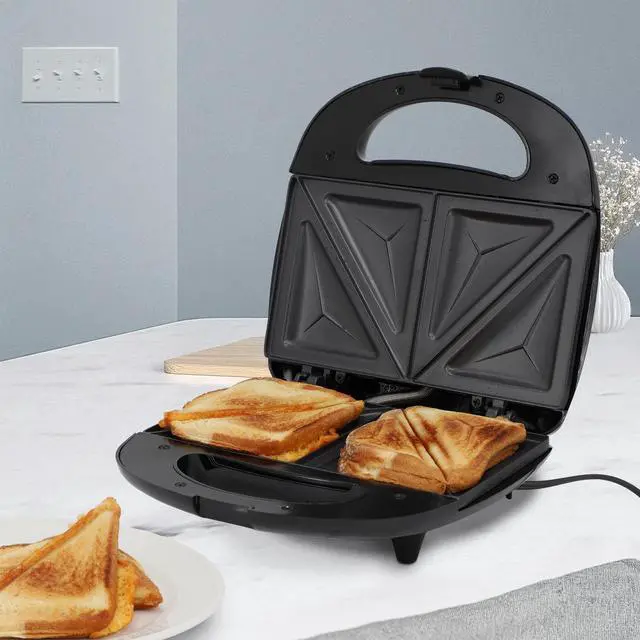 Alt view image 7 of 7 - MegaChef Electric Compact Aluminum Nonstick Sandwich Maker in Black