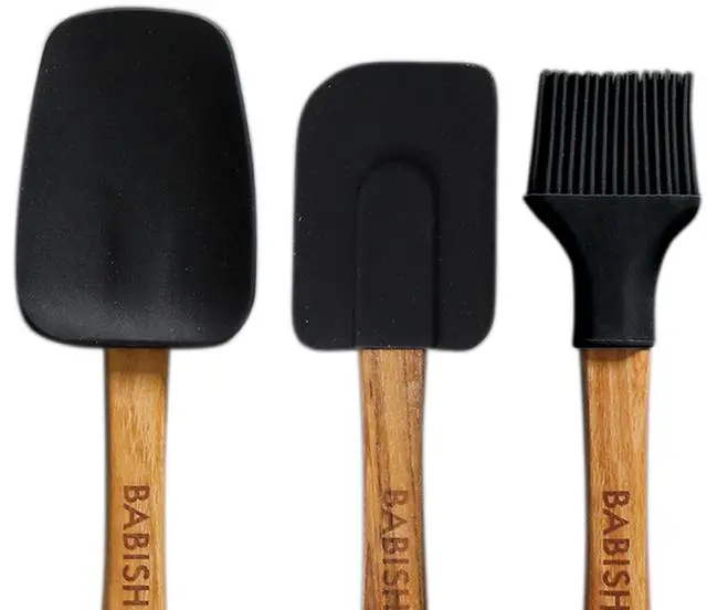 Alt view image 3 of 5 - Babish 5 Piece Wood and Silicone Essential Kitchen Tool Set in Brown