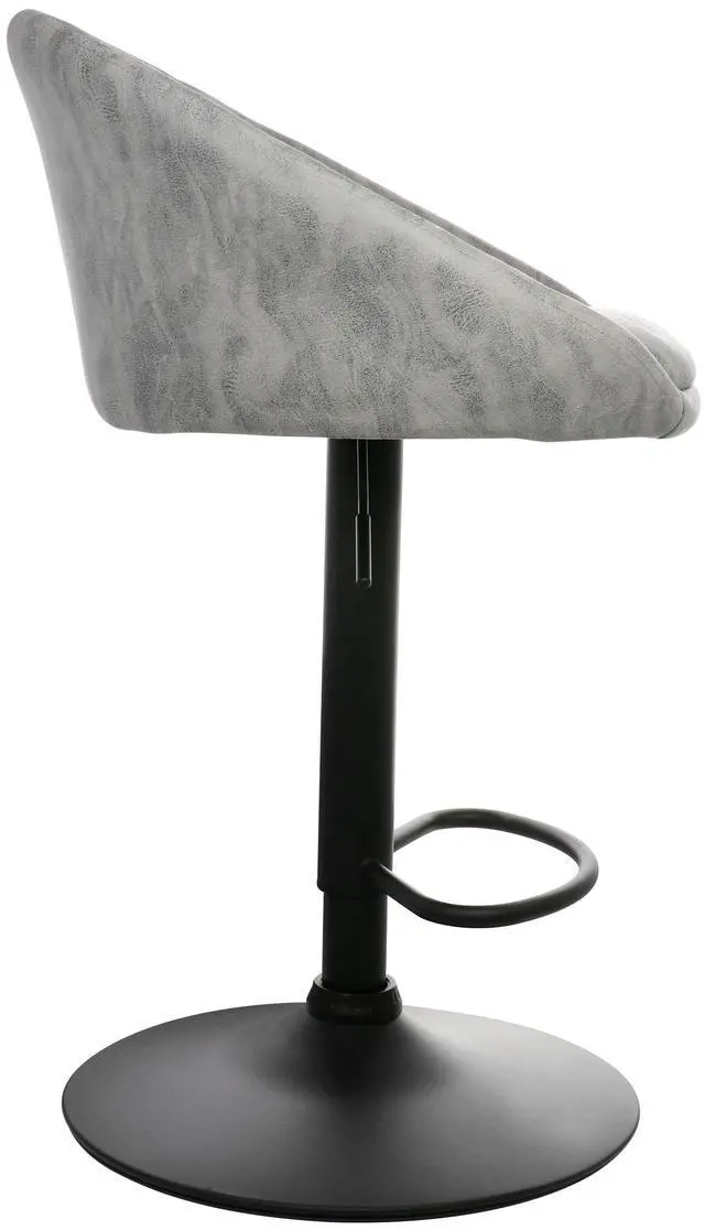 Alt view image 2 of 8 - Elama 2 Piece Cloth Adjustable Bar Stool Set in Gray with Black Base