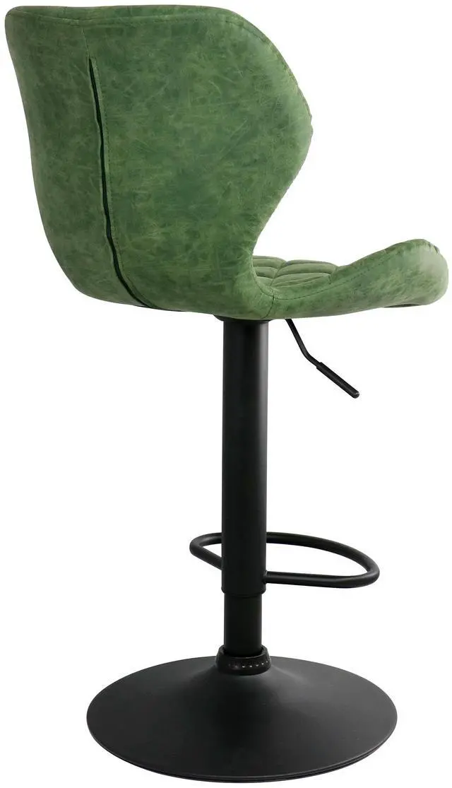 Alt view image 3 of 8 - Elama Vintage Faux Leather Adjustable Bar Stool in Green with Black Base