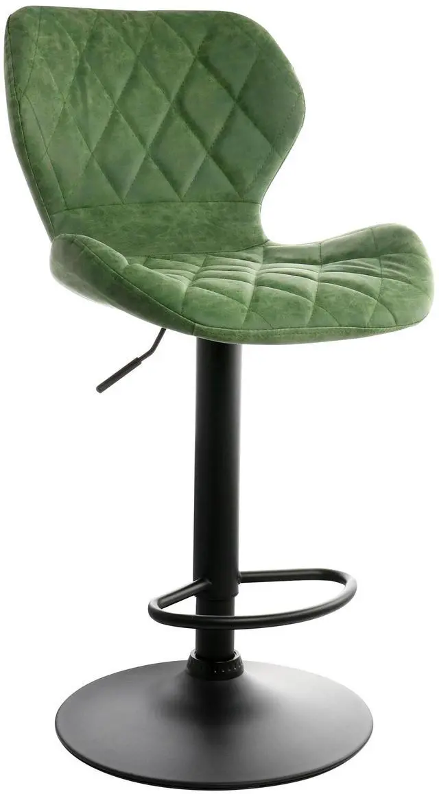 Main image of Elama Vintage Faux Leather Adjustable Bar Stool in Green with Black Base