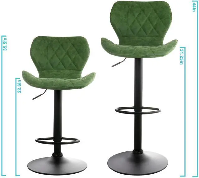 Alt view image 6 of 8 - Elama Vintage Faux Leather Adjustable Bar Stool in Green with Black Base