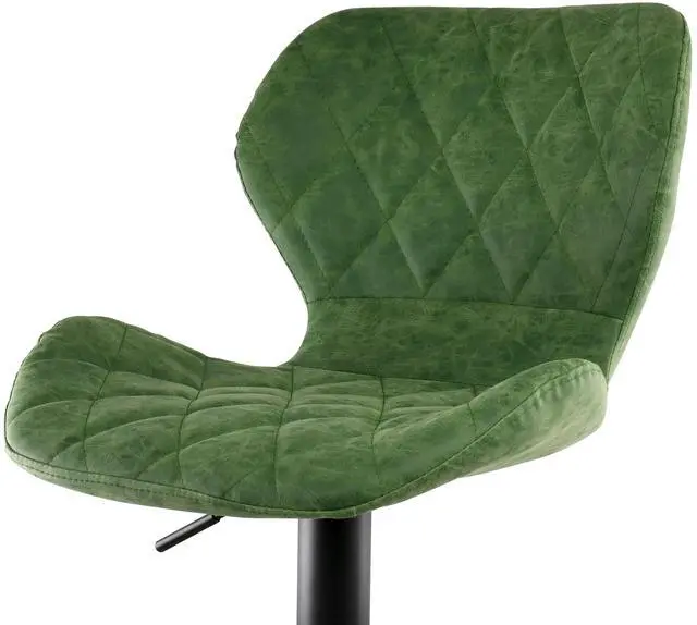Alt view image 4 of 8 - Elama Vintage Faux Leather Adjustable Bar Stool in Green with Black Base