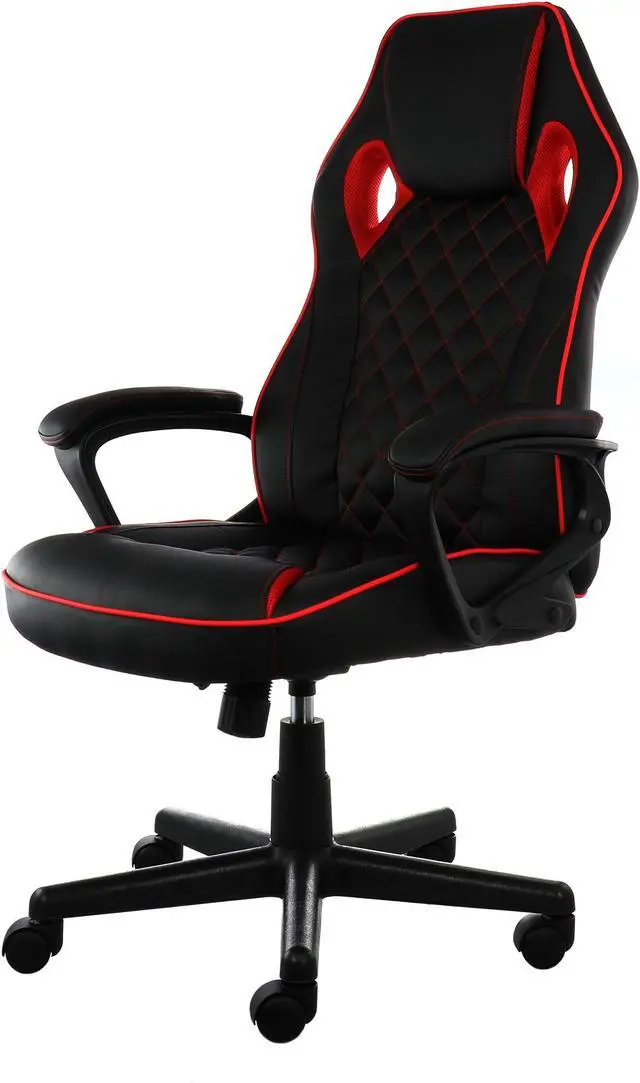 Main image of Elama High Back Adjustable Faux Leather Office Chair in Black and Red Trim