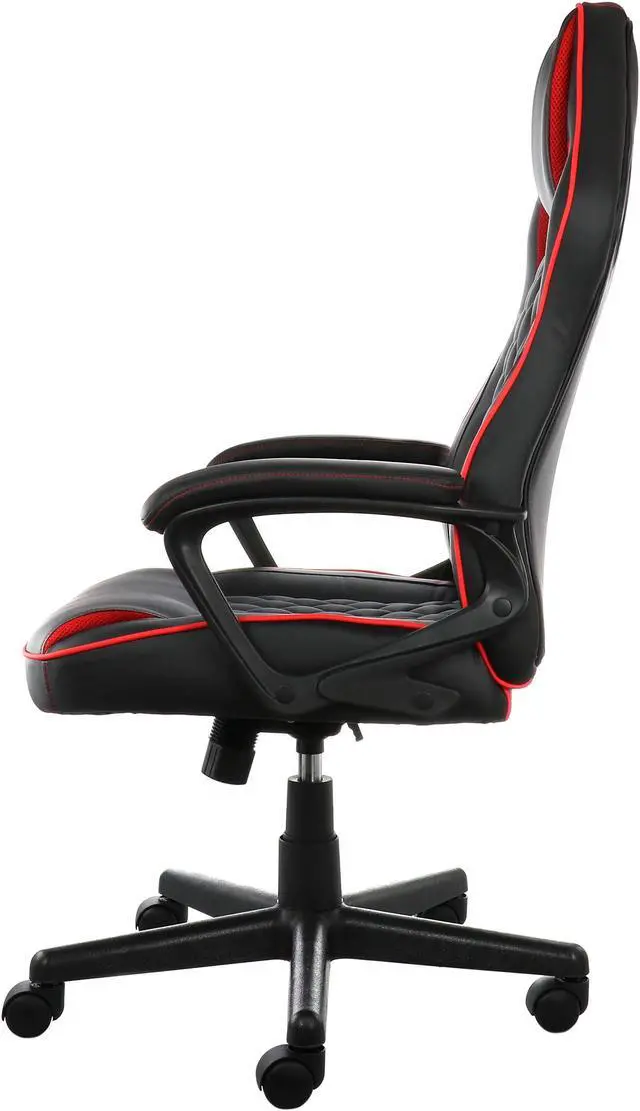 Alt view image 3 of 6 - Elama High Back Adjustable Faux Leather Office Chair in Black and Red Trim