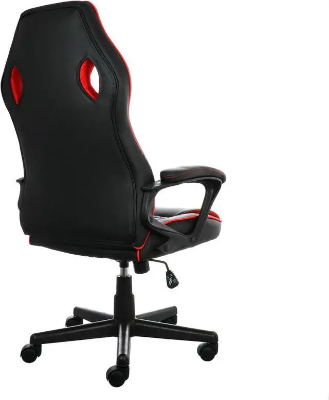 Alt view image 4 of 6 - Elama High Back Adjustable Faux Leather Office Chair in Black and Red Trim