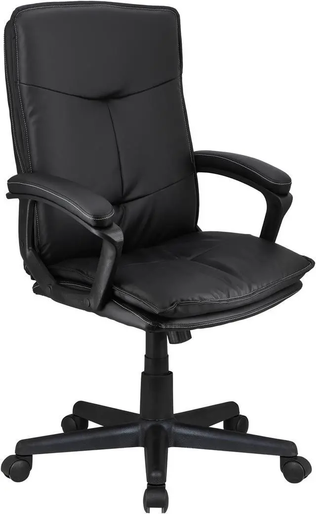 Main image of Elama High Back Tufted Faux Leather Adjustable Office Chair in Black