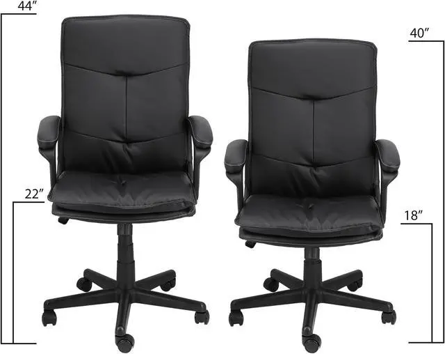 Alt view image 6 of 9 - Elama High Back Tufted Faux Leather Adjustable Office Chair in Black