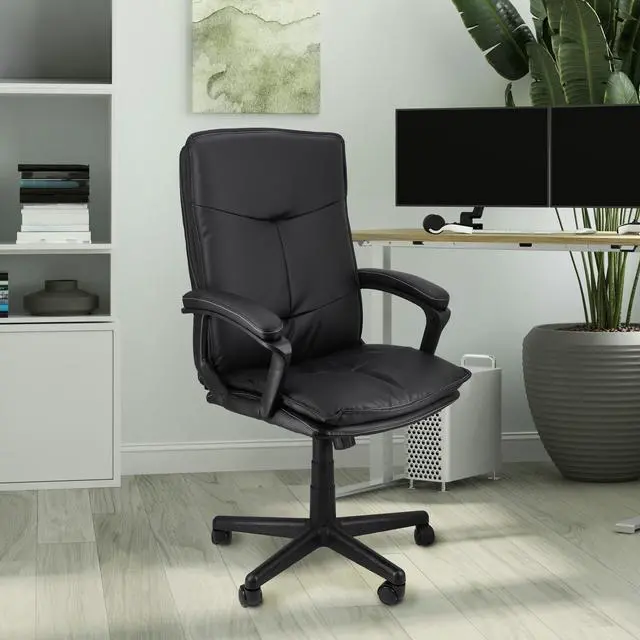 Alt view image 7 of 9 - Elama High Back Tufted Faux Leather Adjustable Office Chair in Black