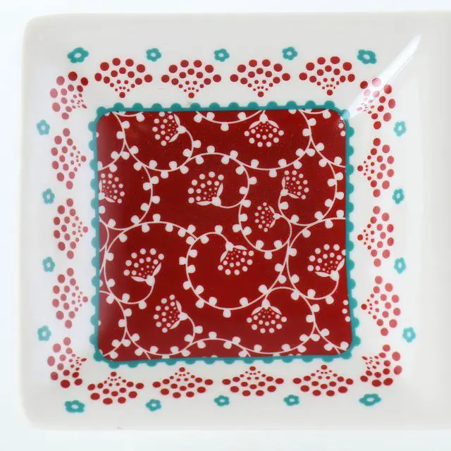 Alt view image 4 of 6 - Gibson Home Village Vines 13.5 Inch Ceramic Rectangular 3 Section Tray in Red