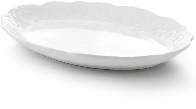 Alt view image 2 of 6 - Gibson Home Bountiful Joy 18.75 x 14 Inch Durastone Oval Platter in White