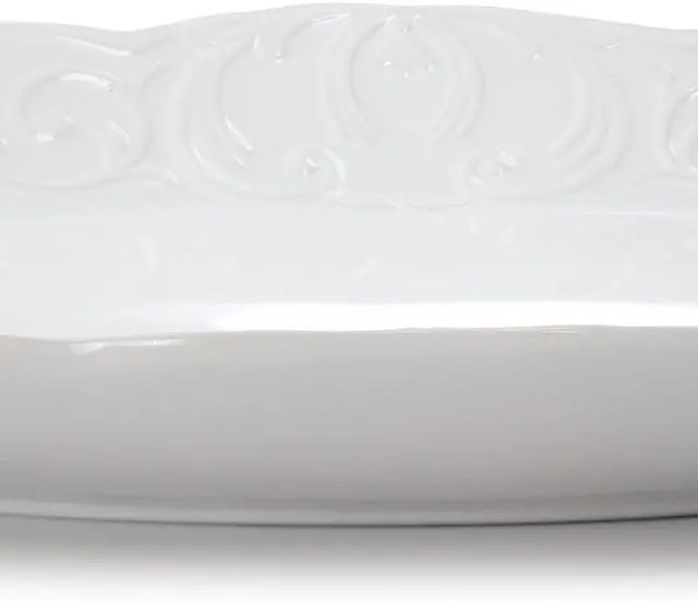 Alt view image 5 of 6 - Gibson Home Bountiful Joy 18.75 x 14 Inch Durastone Oval Platter in White