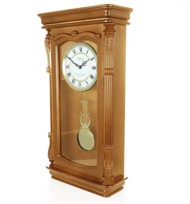 Alt view image 2 of 6 - Bedford Clock Collection Golden Oak Chiming Pendulum Wall Clock