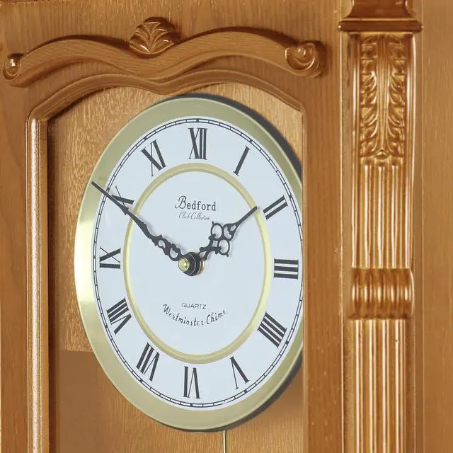 Alt view image 5 of 6 - Bedford Clock Collection Golden Oak Chiming Pendulum Wall Clock