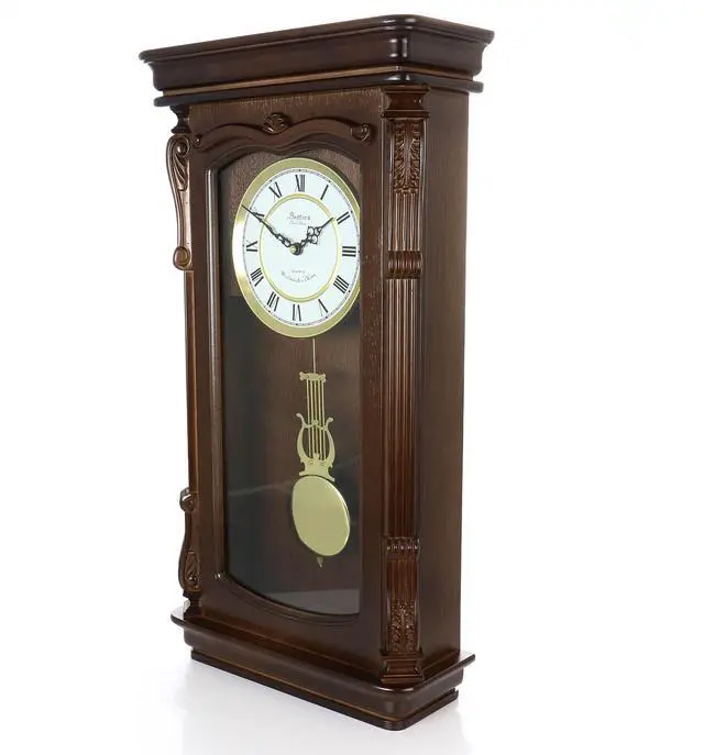 Alt view image 2 of 6 - Bedford Clock Collection Chestnut Chiming Pendulum Wall Clock